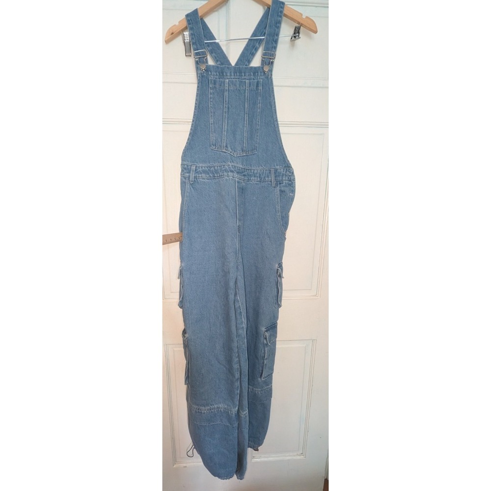 Klesis Womens Denim Blue Jean Bib Overalls Railroad Chore Cargo Y2K 90s Grunge
